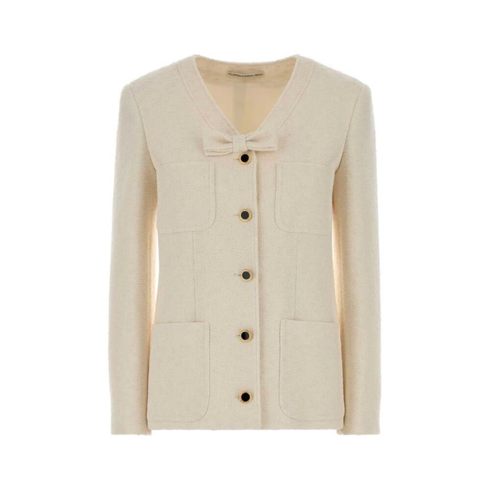 Alessandra Rich Women Ivory Boucle Blazer